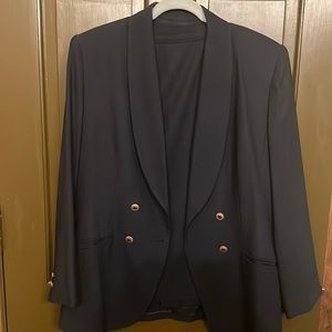Navy Blue Kasper Skirt Suit